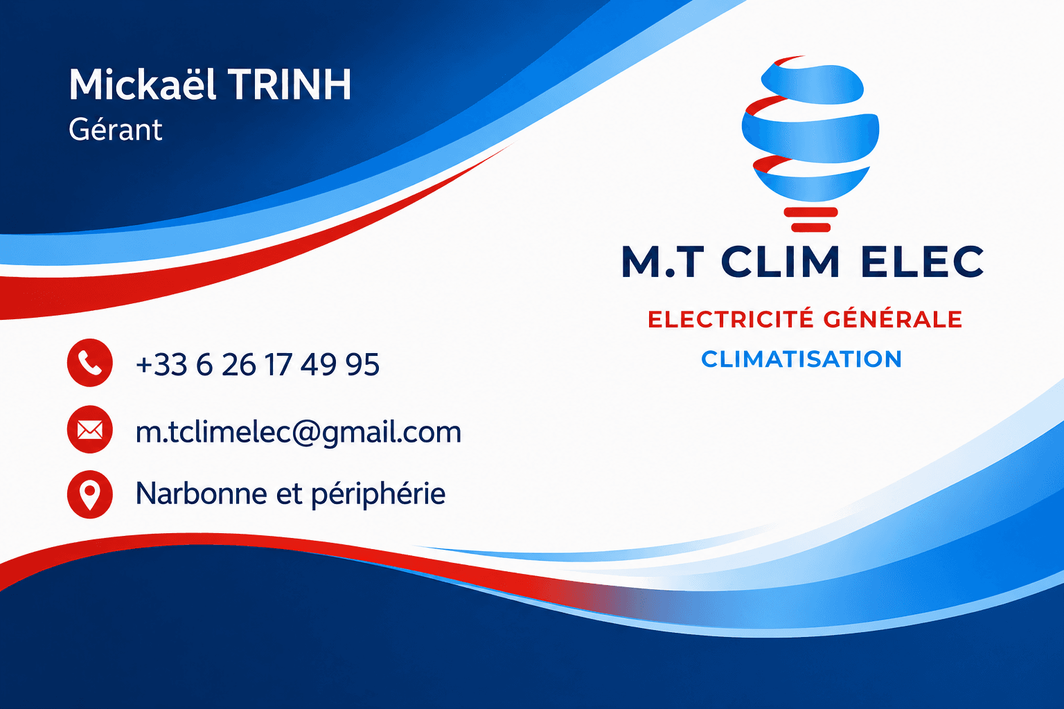 Carte de visite M.T CLIM ELEC